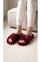 Women's Burgundy Cross-Strapped Furry House Slippers Byndcap01 - 2