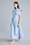 100% Cotton Crew Neck Poplin Short Sleeve Midi Dress I6411Ax26Au - 2
