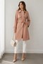 Dried Rose Waist Belted Ankle Belt Shoulder Detail Nubuck Trench