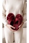 Women's Burgundy Cross-Strapped Furry House Slippers Byndcap01 - 7