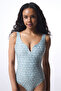 Green Geometric Patterned V Swimsuit - 5