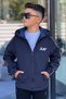Boy's Hooded Jacket with Striped Sleeves and Printed Bondik Fabric Seasonal Coat Mm5011 - 5