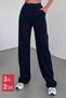 Women's Lycra Velcro Closure Zr Crepe Palazzo Trousers 6016 Dark Blue
