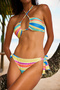 Donna Reverse Striped V Cut Bikini Top - 2