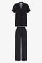 Black White Polka Dot Patterned Short Sleeve Shirt Pants Pajama Set - 5
