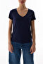 Navy Blue V-Neck Modal T-Shirt - 3