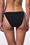 Black Tie-Up Low Waist Bikini Bottom - 2