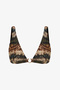 Cesira Deep V-Neck Zebra Patterned Glittery Bikini Top - 6