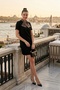 Leopard Patterned Scarf Collar Mini Length Short Sleeve Dress Women's Dress 6525704