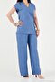 Lacing Detailed Double Breasted Collar Wide Leg Summer Suit Women's Suit 5866788 - 5