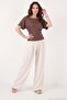 Normal Fit Bird Eye Staple Detailed Boat Neck Blouse Women's Bluz 5866997 - 3