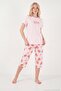 Patterned Cotton Crew Neck Capri Pajamas Set Women's Pajama Set 65790787 - 5