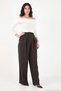 Pile Detailed High Waist Wide Leg Pants Women's Pants 668Yp5576 - 4