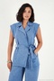 Double-Breasted Collar Tie Detail Wide Leg Suit Women's Suit 5866393 - 5