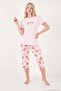 Patterned Cotton Crew Neck Capri Pajamas Set Women's Pajama Set 65790787 - 2