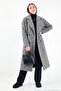 Oversize Fit Mono Collar Buttoned Boucle Long Cashmere Coat Women's Coat 6811997 - 3
