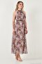 Patterned Halter Neck Sleeveless Belted Maxi Chiffon Dress Women Dress 6525724 - 3