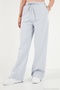 Cotton Waist-Tied High Waist Wide Leg Regular Fit Pants with Pockets Women's Pants 668Yp4 - 4