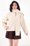Detachable Shawl Detailed Buttoned Textured Short Coat Women's Coat 6810429 - 5