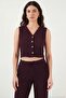 Regular Fit V-Neck Vest-Pants Waffle Suit Women's Suit 5866484 - 3