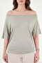 Standard Fit Drape Detailed Bat Sleeve t Shirt Women's t Shirt 5866962 - 6