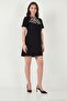 Leopard Patterned Scarf Collar Mini Length Short Sleeve Dress Women's Dress 6525704 - 2