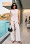 Cotton Asymmetrical Cut Set with Binding Detail Women's Set 6928784
