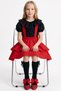 Girl's Helen Red Strap Dress with Lace Black Short Sleeve Blouse Set October 29 Show Outfit - 3