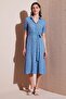 Patterned Regular Fit Slit Midi Length Belted Shirt Dress Women's Dress 6782106 - 2