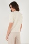 Premium Regular Fit Crew Neck Tulle Floral Short Sleeve Cardigan Women's Cardigan 680Hi00386 - 7