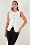 Premium Regular Fit Crew Neck Button Detailed Vest Women's Vest 680Ye00043 - 3