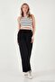 Cotton Waist-Tied High Waist Wide Leg Regular Fit Pants with Pockets Women's Pants 668Yp4 - 3