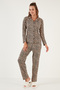 Patterned Elastic Waist Shirt Collar Woven Pajama Set Women's Pajama Set 6095660W4 - 6