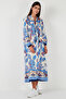 Modest Patterned Regular Fit Tie-Up V-Neck Maxi Dress Women Dress 611El510 - 7