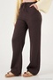 Cotton Tied Relaxed Fit High Waist Wide Leg Muslin Trousers Women's Pants 5866663 - 3