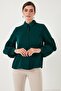 Regular Fit Stitching Detailed Straight Collar Balloon Sleeve Shirt Women's Shirt 611Go00003 - 5