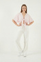 Cotton Tied Relaxed Fit High Waist Wide Leg Muslin Trousers Women's Pants 5866663 - 4