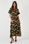 Patterned Slit Shirt Collar Maxi Dress Women's Dress 611El502 - 5