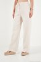 Cotton Waist-Tied High Waist Wide Leg Regular Fit Pants with Pockets Women's Pants 668Yp4 - 6
