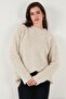 Regular Fit High Collar Soft Textured Knitwear Sweater Women's Sweater 4616222 - 3