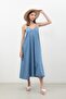 Women's Thin Strap Jean Dress - 5