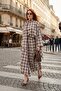 Cotton Relaxed Fit Asymmetrical Checkered Midi Skirt Women's Skirt 6921284
