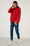 Regular Fit Cotton Hooded Collar Hooded Winter Sweatshirt Women's Sweat 5863854 - 4