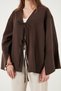 Cotton Relaxed Fit Tie-Up Slit Sleeve Detailed Shirt Women's Shirt 6925425 - 5