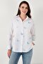 Cotton and Linen Blend Regular Fit Patterned Shirt Women's Shirt 6773195 - 5