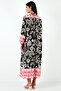Modest Patterned Regular Fit Tie-Up V-Neck Maxi Dress Women Dress 611El510 - 5