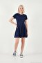 Regular Fit Crew Neck Pleated Mini Dress Women's Dress 5866342 - 3