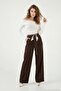 Regular Fit High Waist Straight Leg Pants with Scarf Belt Women's Pants 6923860 - 3