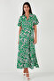 Patterned Slit Shirt Collar Maxi Dress Women's Dress 611El502 - 4