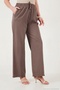 Cotton Waist-Tied High Waist Wide Leg Regular Fit Pants with Pockets Women's Pants 668Yp4 - 6
